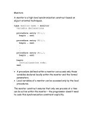 Monitors A monitor is a high level synchronization construct based ...