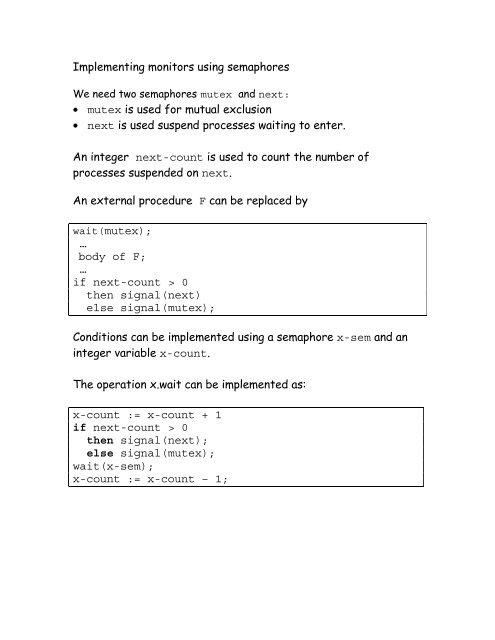 Monitors A monitor is a high level synchronization construct based ...