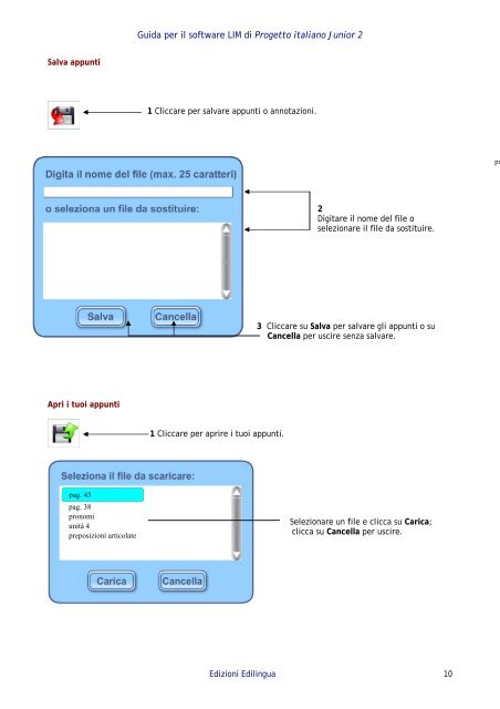 Guida per il software LIM di Progetto italiano Junior 2 - Edilingua