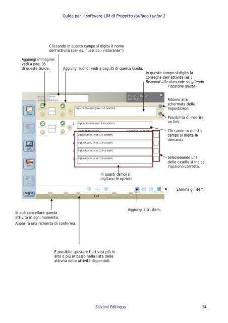 Guida per il software LIM di Progetto italiano Junior 2 - Edilingua