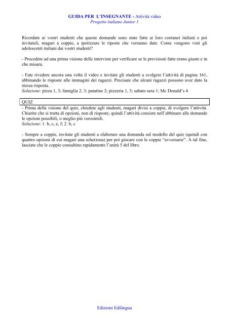 GUIDA PER L'INSEGNANTE - AttivitÃ  video Progetto ... - Edilingua