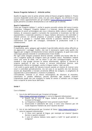 Nuovo Progetto italiano 2 - AttivitÃ  online - Edilingua