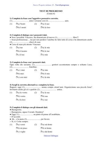 TEST DI PROGRESSO (UnitÃ  6) - Edilingua