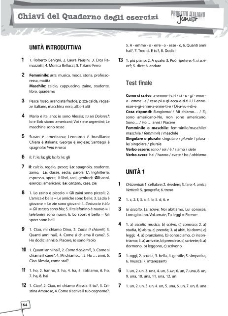 UNITÃ INTRODUTTIVA Test finale UNITÃ 1 - Edilingua