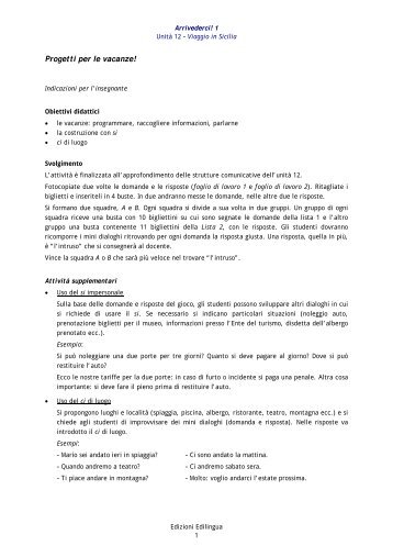 Progetti per le vacanze! - Edilingua