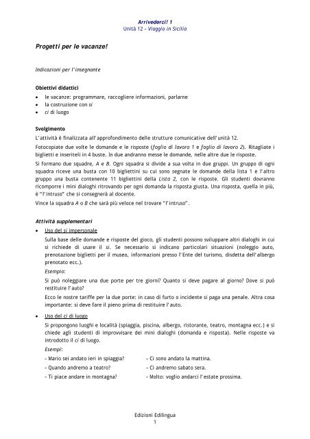 Progetti per le vacanze! - Edilingua