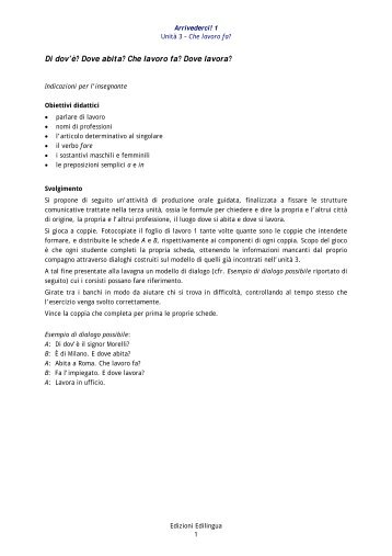 Di dov'Ã¨? Dove abita? Che lavoro fa? Dove lavora? - Edilingua