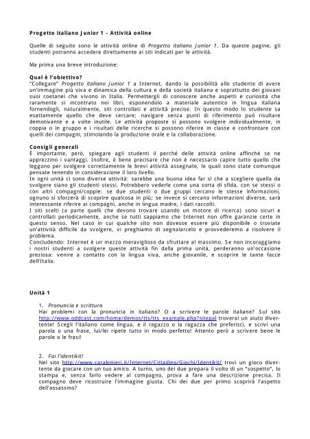 Nuovo Progetto italiano 1 - Attivit online - Edilingua