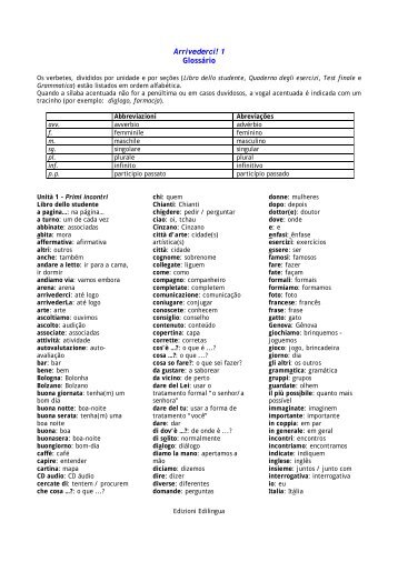 Arrivederci! 1 GlossÃ¡rio - Edilingua