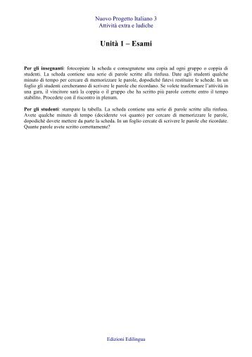 UnitÃ  1 â Esami - Edilingua
