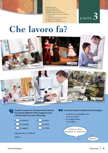 UNITÃ 3 Che lavoro fa? - Edilingua