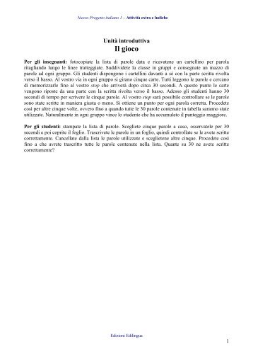 Il gioco - Edilingua