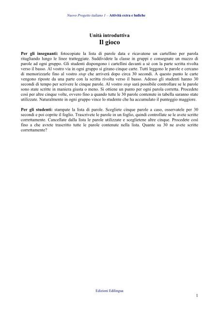 Il gioco - Edilingua