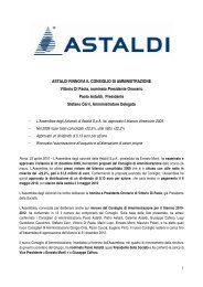 ASTALDI RINNOVA IL CONSIGLIO DI AMMINISTRAZIONE Vittorio ...