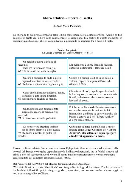 libero arbitrio â libertÃ  di scelta - Rosacroce oggi