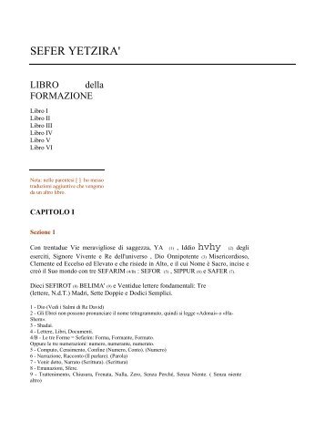 Sefer Yetzira' (trad. italiana) (pdf) - Labirinto Ermetico