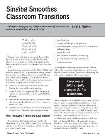 Singing Smoothes Classroom Transitions - Southern Early Childhood