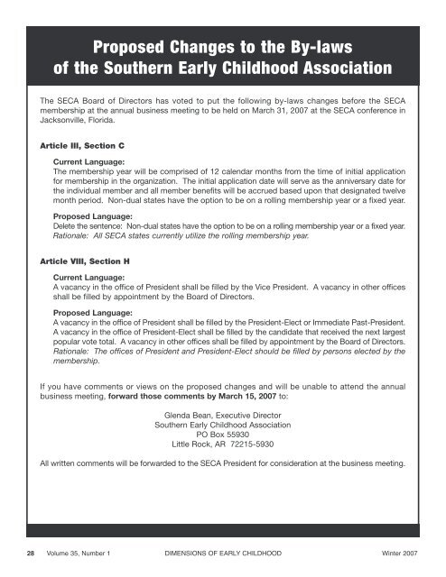 Dimensions of Early Childhood - Southern Early Childhood ...