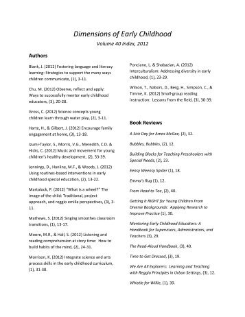 Vol_ 40 Index 2012.pdf - Southern Early Childhood Association