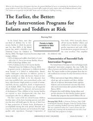 Early Intervention Programs for Infants and Toddlers at Risk