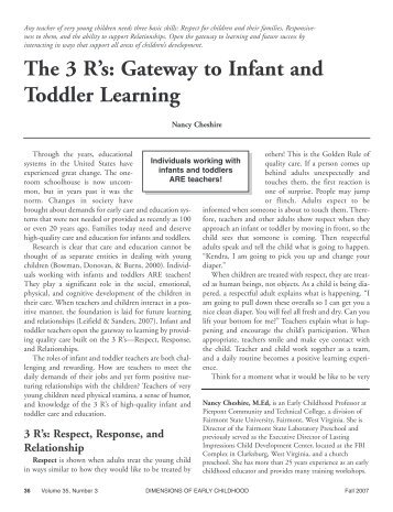 The 3 R's: Gateway to Infant and Toddler Learning - Southern Early ...