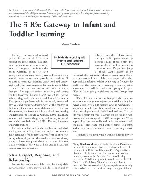 The 3 R's: Gateway to Infant and Toddler Learning - Southern Early ...