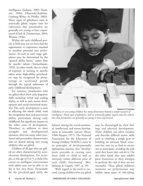 Recognizing Giftedness: Defining High Ability in Young Children