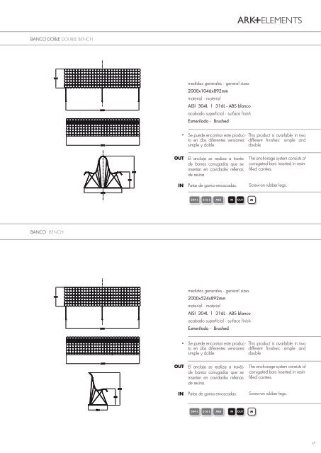 Mobiliario urbano Ark+elements, Porcelanosa, catálogo ... - Venespa