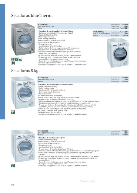 Secadoras y lavadoras Siemens. Catálogo de secadoras ... - Venespa