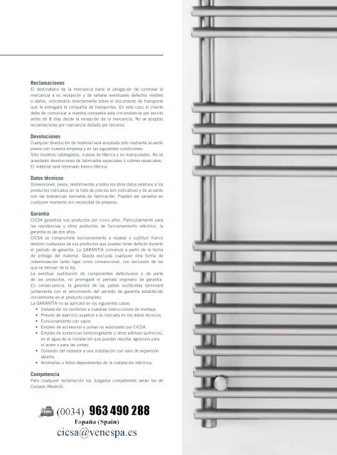 Catálogo de radiadores de acero inoxidable Cicsa ... - Venespa