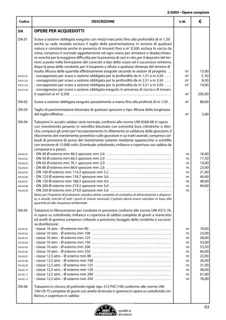 Prezzario II semestre 2005 - Camera di Commercio di Bologna