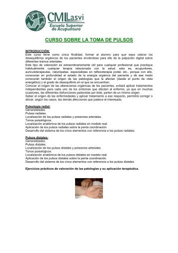 CURSO DE TOMA DE PULSOS - Emagister