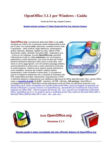 OpenOffice Guida in PDF e video link
