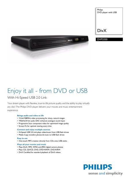 DVP3350/12 Philips DVD player with USB - Mixi, foto in video