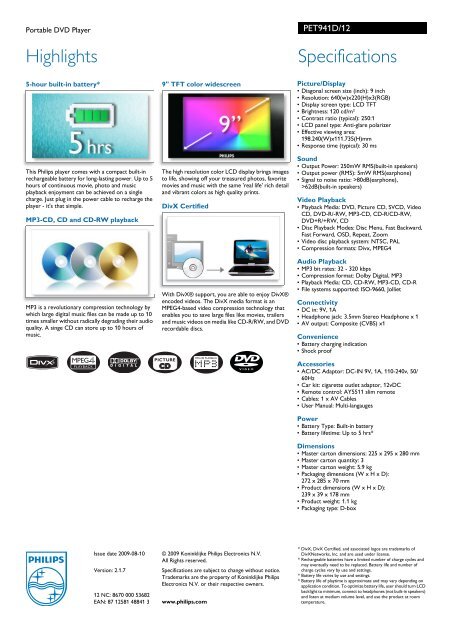 PET941D/12 Philips Portable DVD Player - Mixi, foto in video