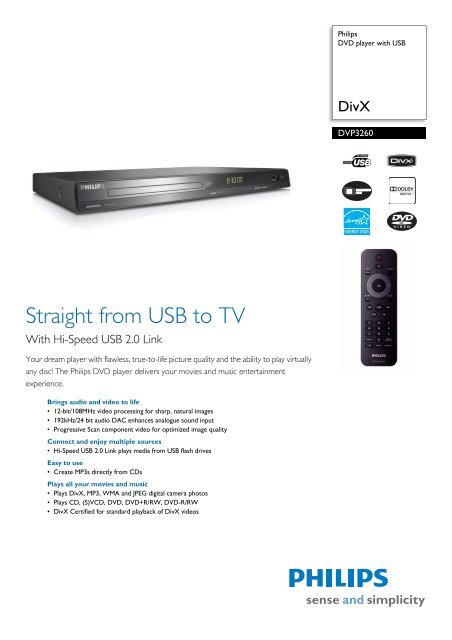 DVP3260/12 Philips DVD player with USB - Mixi, foto in video