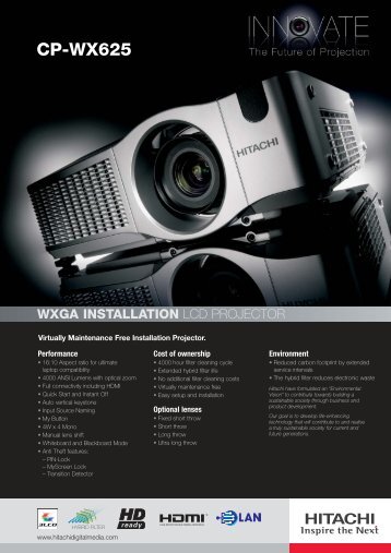 CP-WX625 Datasheet - Hitachi Digital Media