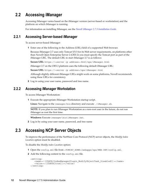 Novell iManager 2.7.5 Administration Guide - NetIQ