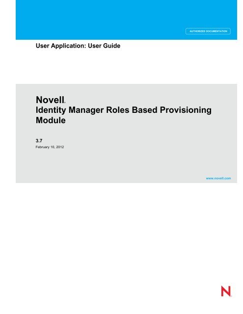 Identity Manager Roles Based Provisioning Module 3.7.0 ... - NetIQ
