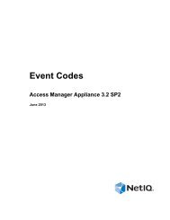 NetIQ Access Manager Appliance 3.2 SP2 Event Codes