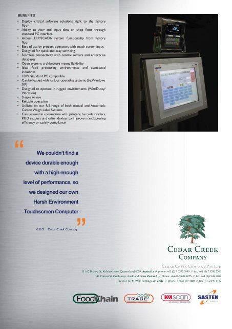 Sastek HEC brochure - Cedar Creek Company
