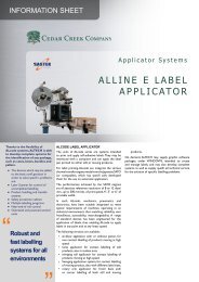 ALLINE E LABEL APPLICATOR - Cedar Creek Company