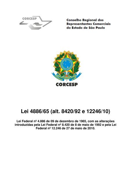 Lei 4886/65 (alt. 8420/92 e 12246/10) - Corcesp