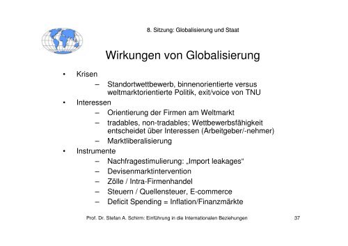 Vorlesung Einführung in die Internationalen Beziehungen