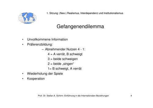 Vorlesung Einführung in die Internationalen Beziehungen