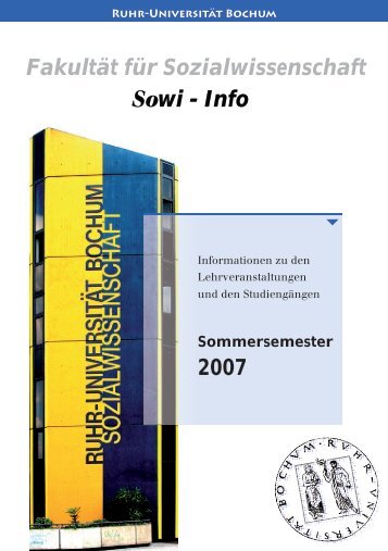 Sowi-Info SoSe 2007 - FakultÃ¤t fÃ¼r Sozialwissenschaft der Ruhr ...