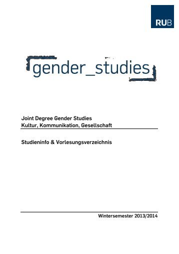 Joint Degree Gender Studies Kultur, Kommunikation, Gesellschaft ...