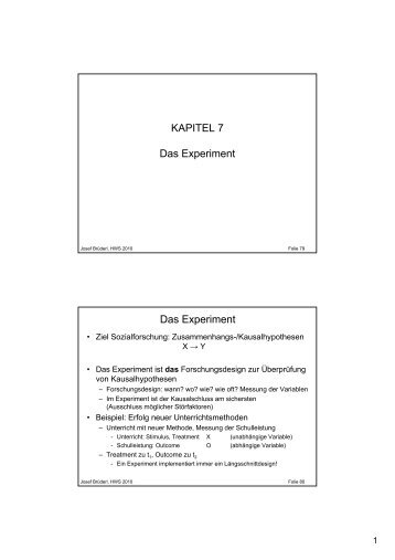 KAPITEL 7 Das Experiment Das Experiment - Sowi