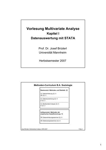 Vorlesung Multivariate Analyse