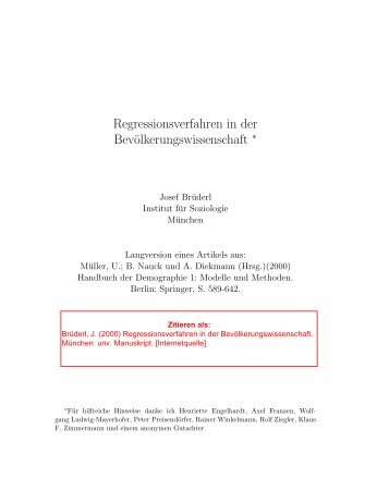 Regressionsverfahren in der BevÃ¶lkerungswissenschaft - Sowi